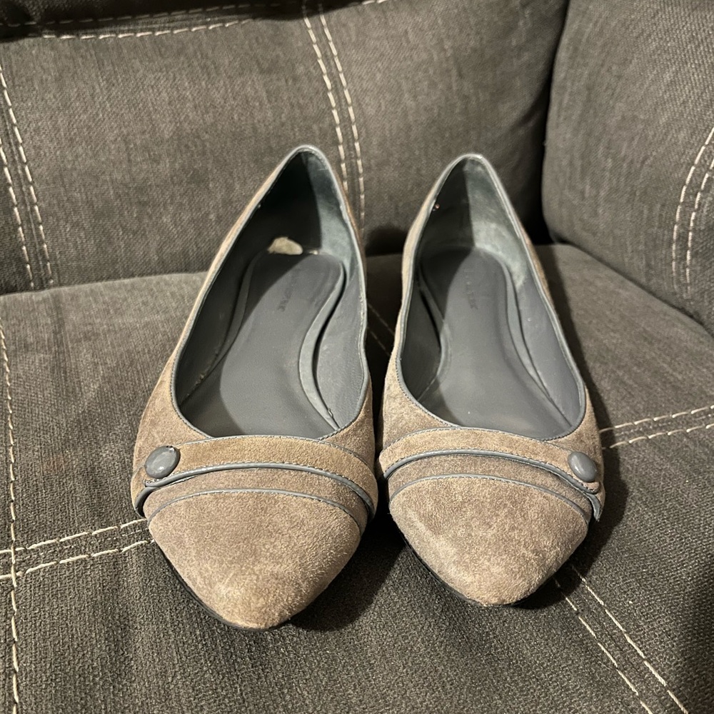 Banana Republic Grayish Brown Pointed Toe Faux Suede Classic Flats